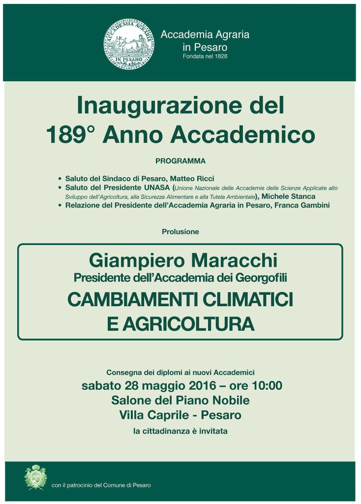 Accademia Agraria di Pesaro - Inaugurazione 189 Anno Accademico