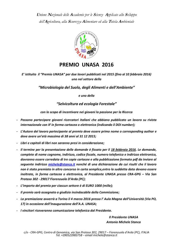 Premio UNASA 2016