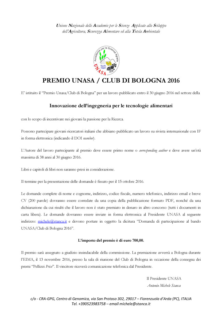 premiUNASACLUBBOLOGNA2016 CORRETTO